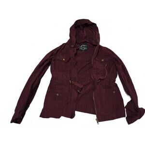 Chocolate Maroon Hooded Utility Jacket Women’s Medium